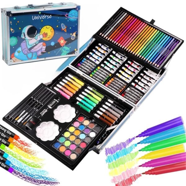 Unicorn Art & Craft Painting Box, Big Coloring Suitcase Multiple 145 Color Kit, Professional Drawing Water Color Pencils, Oil Pastel, Sketches & Acrylic Paint Brush for Girls and Boys