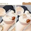 Kawaii Water Bottle with Straw Double Drinking 25oz Cute Bear Portable Leakproof Drink Bottle Adjustable Shoulder Strap for School Office Travel - Image 4