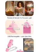LED USB Rechargeable Book Reading Light | 3 Color Modes & Adjustable Brightness - Image 6